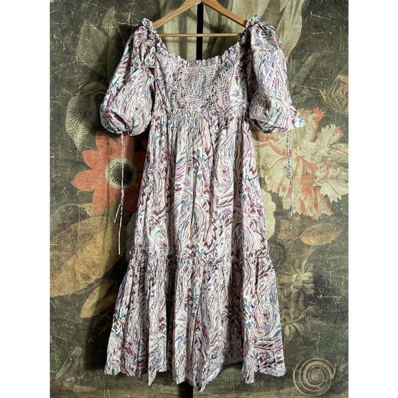 New Anthropologie Paisley Puff-Sleeved Maxi Dress By Love The Label in Assorted - Picture 2 of 6